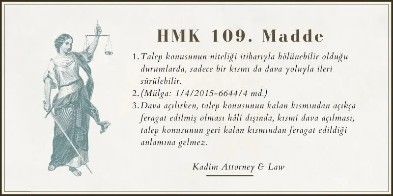 kismi dava hmk 109 madde