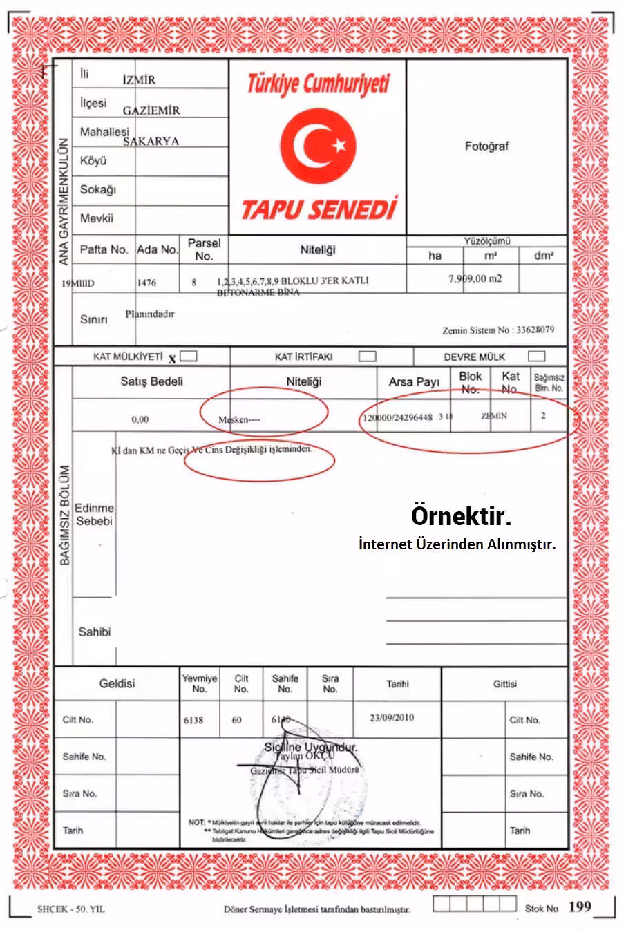 kat irtifaki tapu ornegi