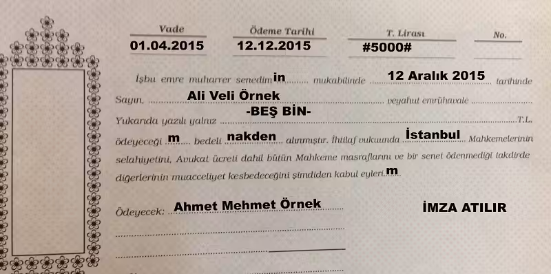 odenmeyen senetlerin tahsili icra