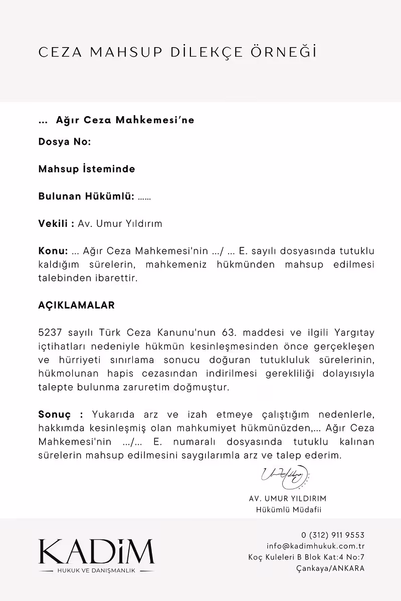 ceza mahsup dilekce ornegi word