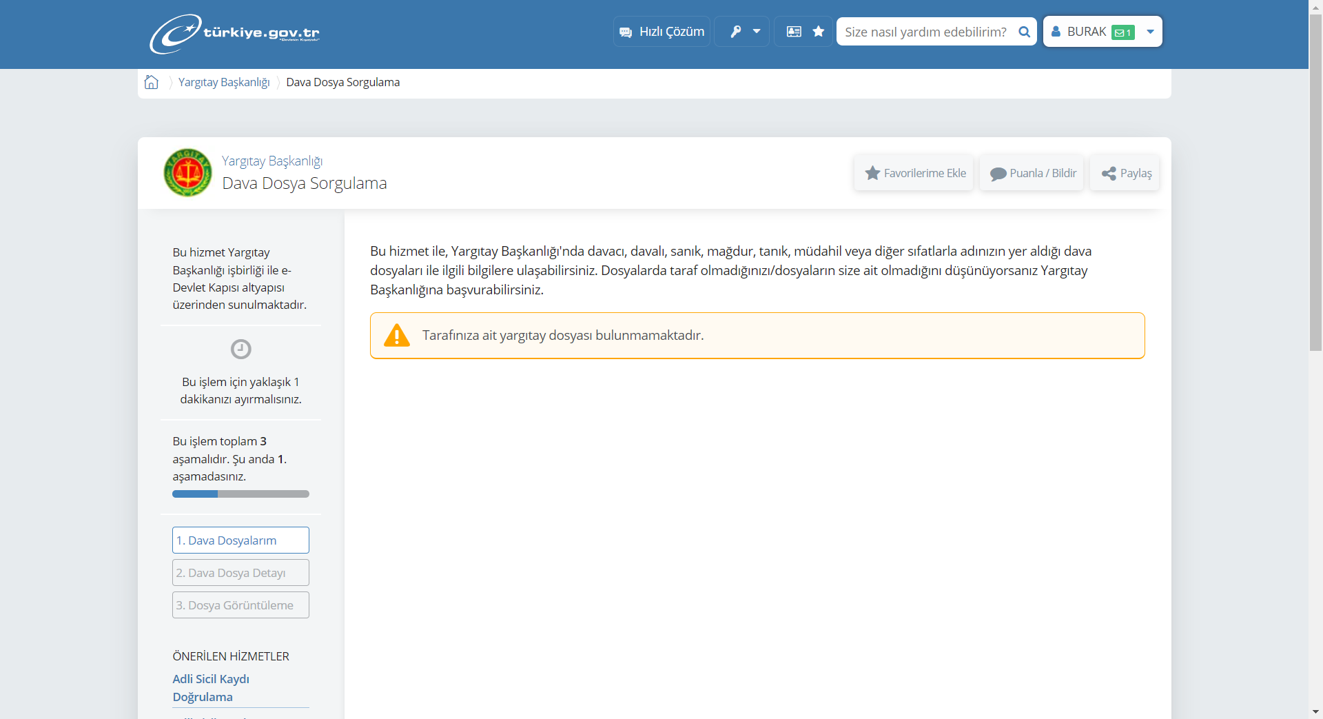 e devlet ile yargitay dosya sorgulama