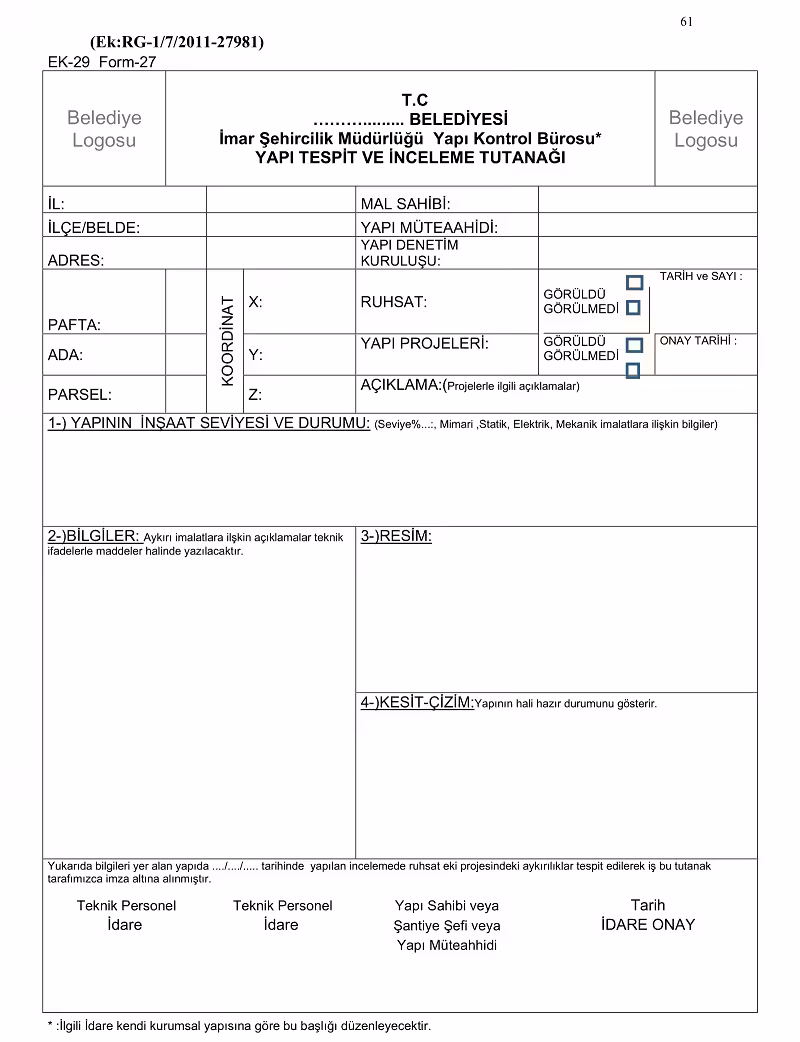 yapi tatil tutanagi inceleme ornegi