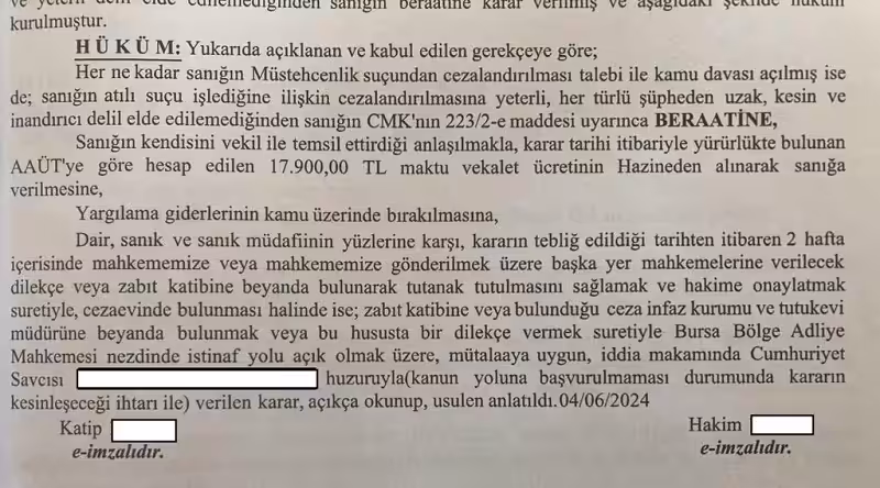 mustehcenlik sucu beraat